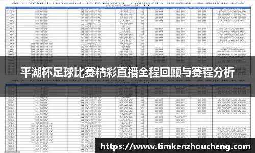 平湖杯足球比赛精彩直播全程回顾与赛程分析