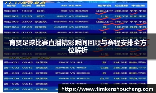育贤足球比赛直播精彩瞬间回顾与赛程安排全方位解析