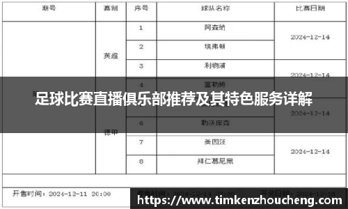 足球比赛直播俱乐部推荐及其特色服务详解